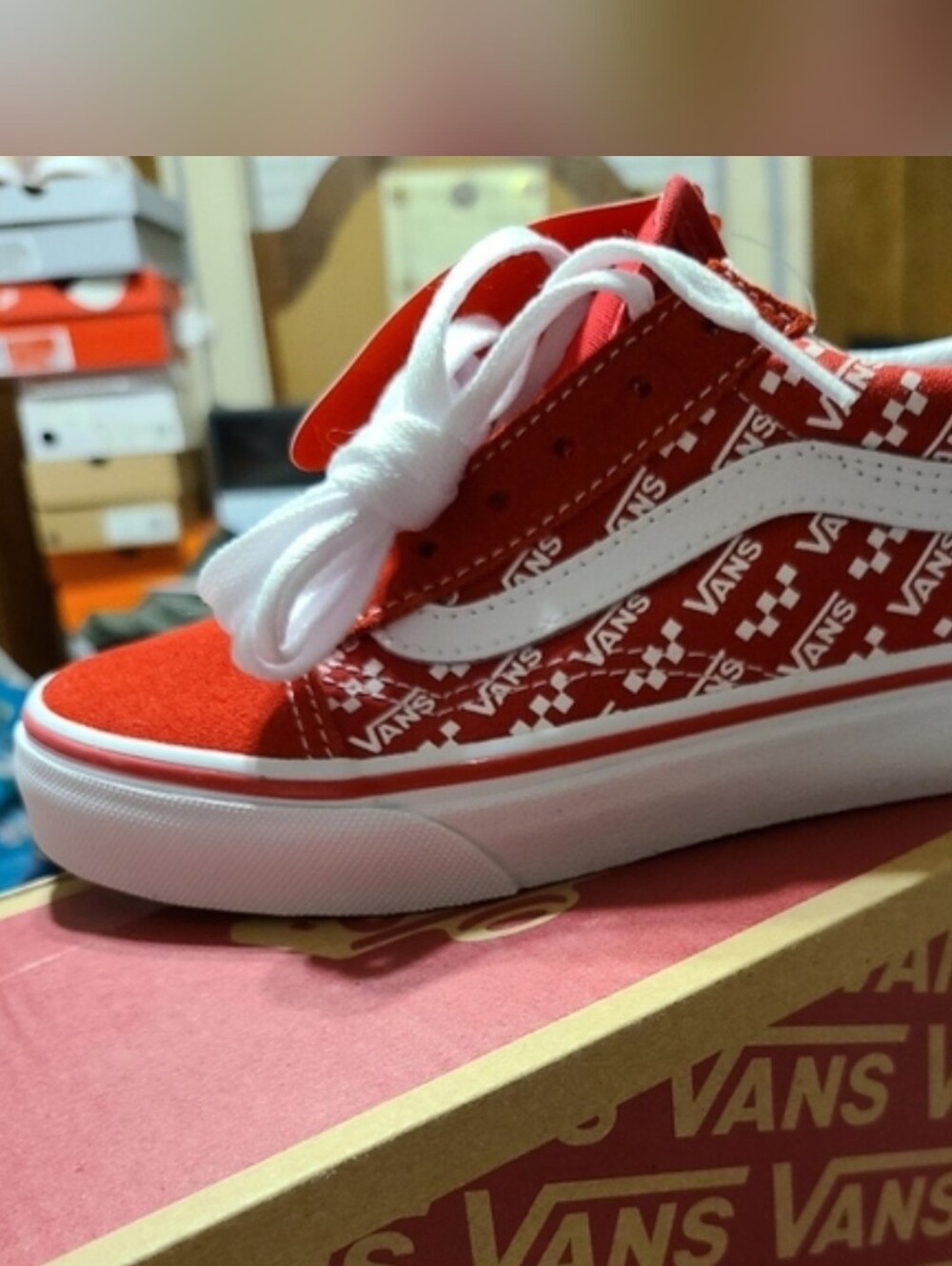 Vans Olde School Logo Repeat Canvas & Suede Shoes (Kids)